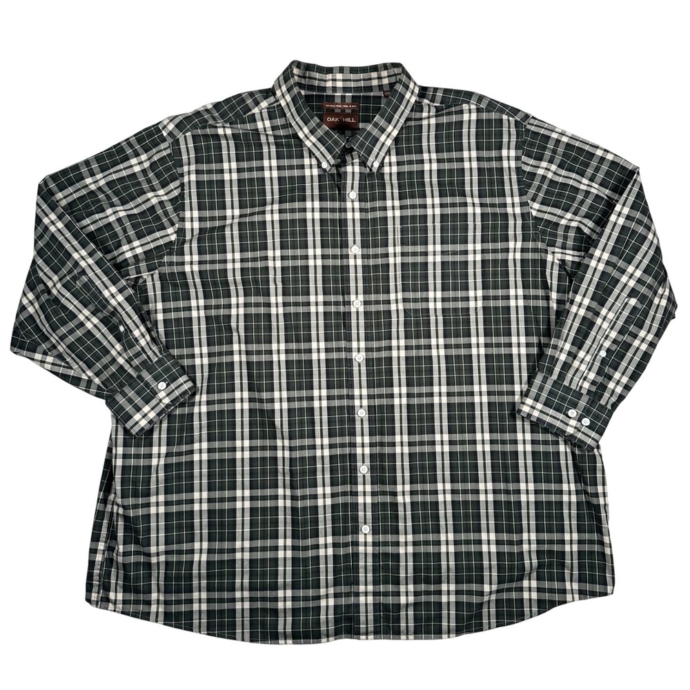 Oak Hill Shirt Mens‎ 3XL Green Plaid Wrinkle Free Cool & Dry Relaxed Fit